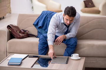 Young businessman employee waiting for business meeting