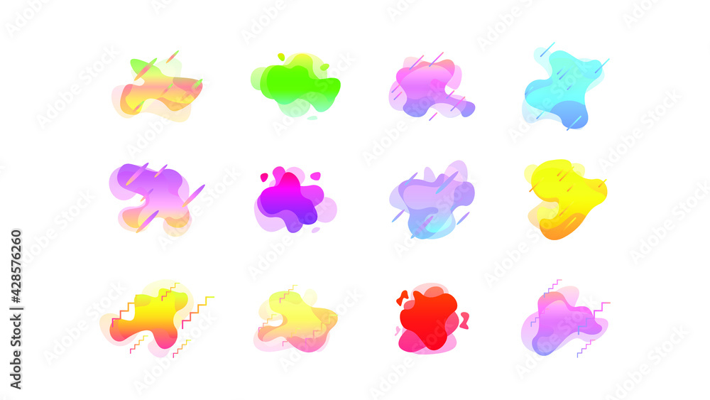 Poster abstract set liquid color collection geometric shapes fluid gradient dynamic elements banner logo ve