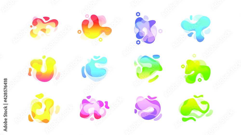 Poster abstract set liquid color collection geometric shapes fluid gradient dynamic elements banner logo ve