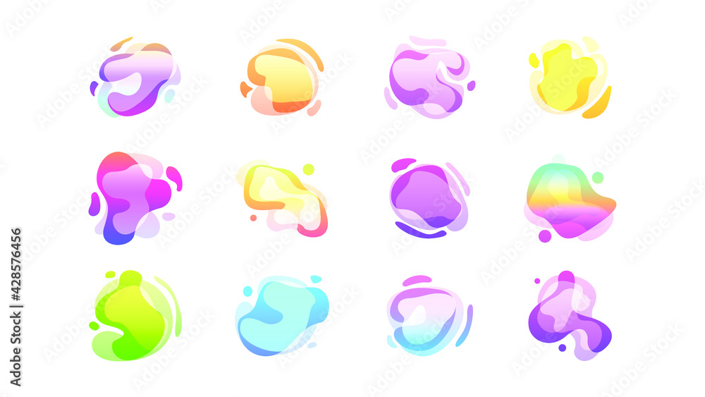 Poster abstract set liquid color collection geometric shapes fluid gradient dynamic elements banner logo ve