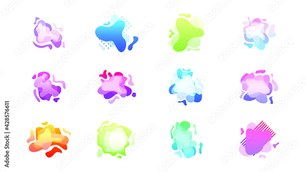 Poster abstract set liquid color collection geometric shapes fluid gradient dynamic elements banner logo ve