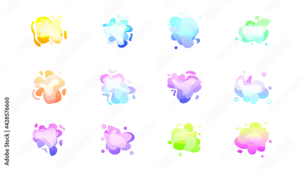 Poster abstract set liquid color collection geometric shapes fluid gradient dynamic elements banner logo ve