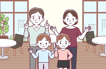 若い夫婦と男の子と女の子