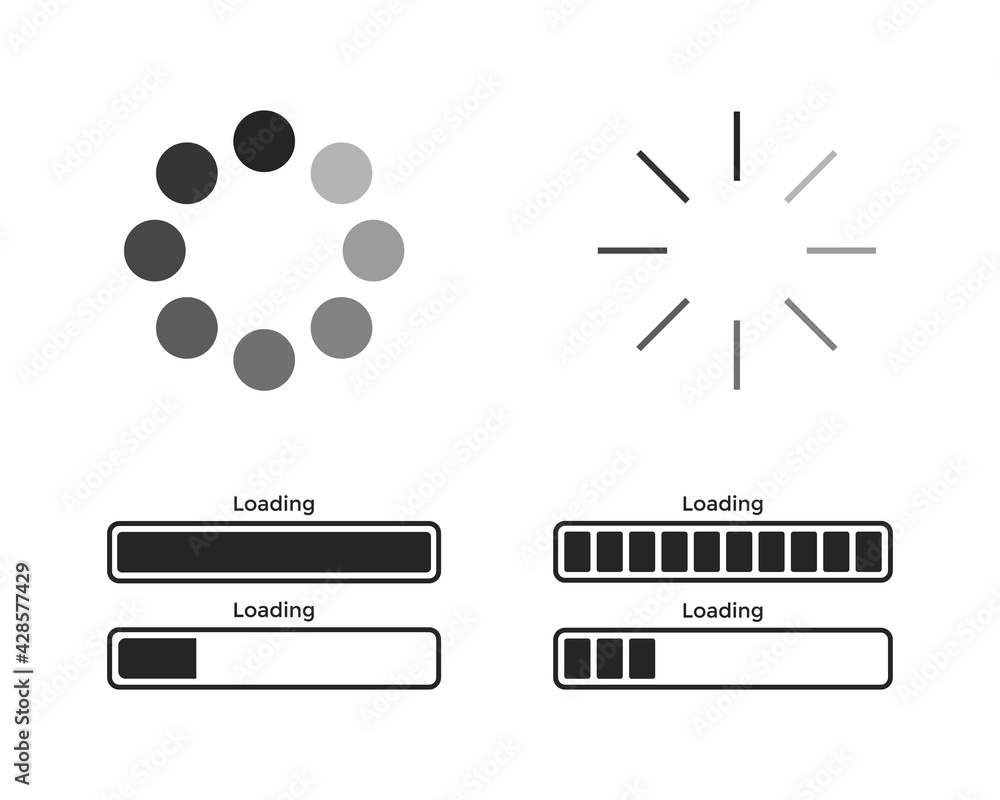 Poster Set of Loading Icon Vector in Flat Design Style