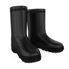Black Gumboots Isolated