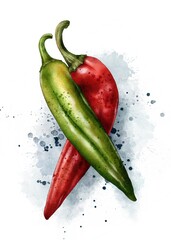 Hot peppers Print, Vegetables posters, watercolor hot pepper, Kitchen decor