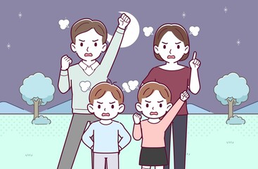若い夫婦と2人の子供