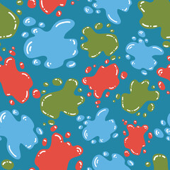 Vector seamless pattern with multicolored blots of paints. Pattern for baby textiles, wallpaper, wrapping paper.