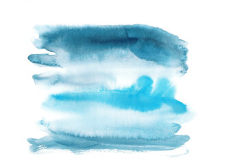 abstract blue watercolor splash at corner on white background,blue watercolor banner for web design. illustration. texture with space for text .wet watercolor techniques.