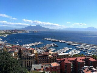 panorama of the gulf of Naples with sea and the Vesuvius volcano 
