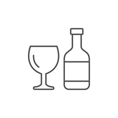 Bottle and glass line outline icon