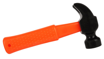 Plastic toy hammer isolated on white background