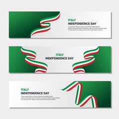 Set of italy independence day banner design. editable banner with italy flag background for independence day celebration. social media and web header template 