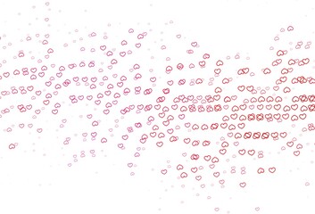 Light Red vector background with Shining hearts.