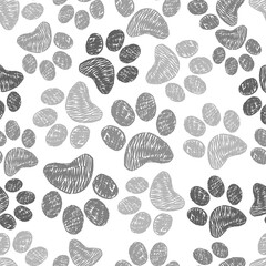 Grey doodle paw print seamless background