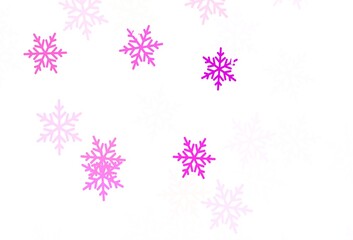 Naklejka na ściany i meble Light Pink vector background with xmas snowflakes, stars.