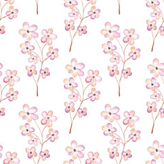 Watercolor cherry blossom  seamless pattern