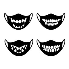 black masks with teeth and fangs print