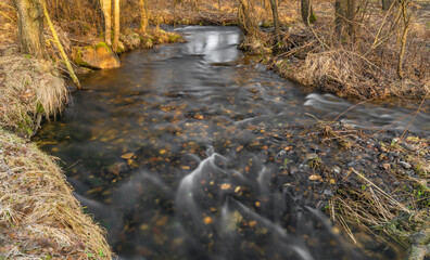 Olsovy creek near Rajec village in cold spring morning