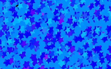 Dark Pink, Blue vector backdrop with small and big stars.