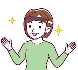 Middle-aged woman in green clothes