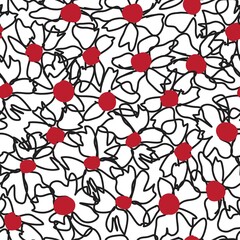 Red Tropical Botanical Floral Seamless Pattern Background