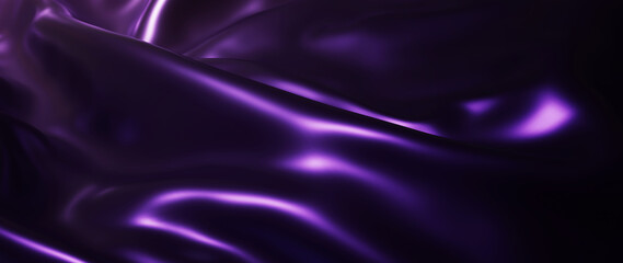 3d render of dark and purple silk. iridescent holographic foil. abstract art fashion background.