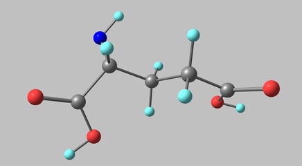 Obraz premium Glutamic acid molecular structure isolated on grey