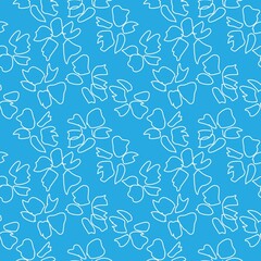Blue Tropical Botanical Floral Seamless Pattern Background