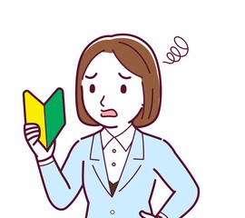 Young woman in a light blue suit