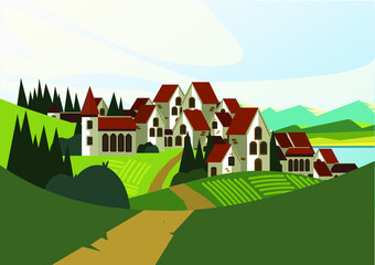 Naklejka premium landscape with houses