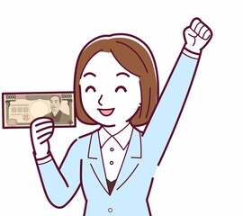 Young woman in a light blue suit