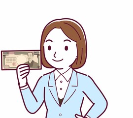 Young woman in a light blue suit