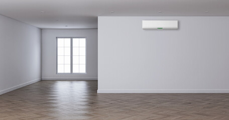 large luxury modern bright interiors living room with air conditioning mockup illustration 3D rendering