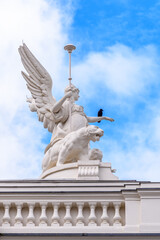 View of historic Zurich city center  on a cloudy day in summer, Canton of Zurich, Switzerland.
