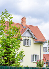 A perfect neighborhood. Houses in suburb at Spring in the Zurich, Switzerland.