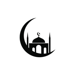 mosque crescent icon on white background
