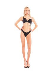 Naklejka premium Full body portrait of a young beautiful blonde woman