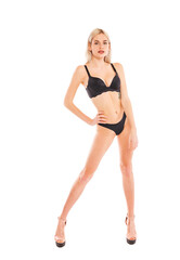 Obraz premium Full body portrait of a young beautiful blonde woman