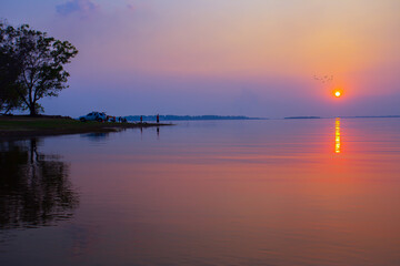 Thailand,dam, Sea, Sunset,river,man,Fishing