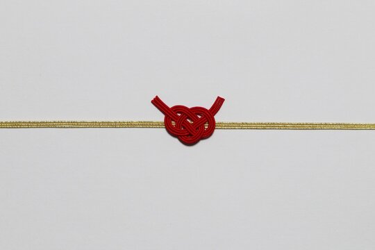 水引細工　和風背景　あわじ結び　My handmade Japanese knot called Mizuhiki Zaiku.　Japanese-style Frame. 