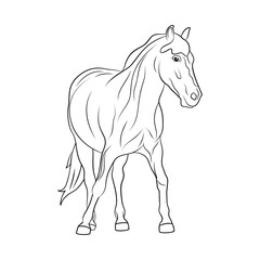 Horse is isolated on a white background. Illustration for coloring book.