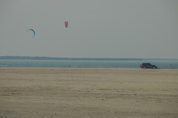 kite surfing on the beach