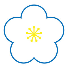 着物やファブリックのデザインに適した単純化されたシンプルな白梅のイラスト
Plum blossom white