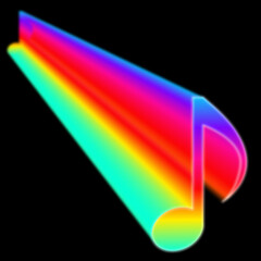 3DデザインのカラフルPOPなレインボーネオンカラー8分音符イラスト
3D neon eighth note