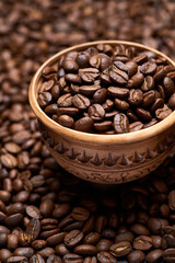 Background or texture made of roasted brown coffee beans