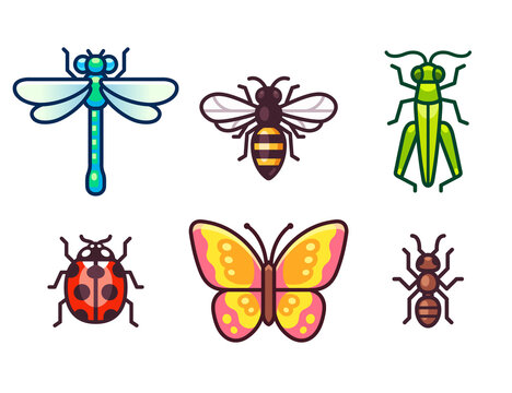 Cartoon insects icon set