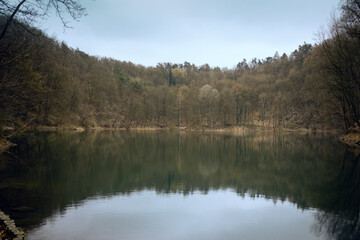 
beautiful lake in which the forest is reflected, a place where you can relax in silence, extraordinary landscape