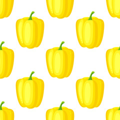 Yellow paprika pepper seamless pattern. Vector decorative design for backdrops, wrapping paper, fabric textile prints.