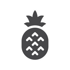 Pineapple black vector icon. Simple fruit symbol with leaf.